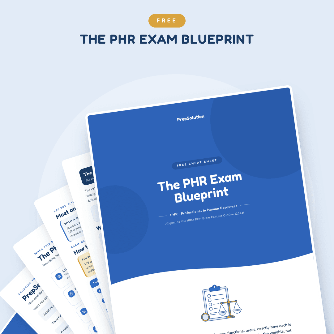 PHR exam blueprint cheat sheet — free PDF